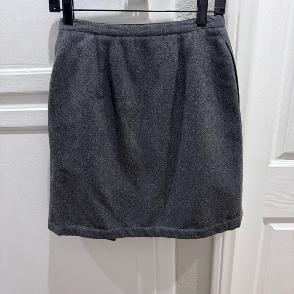 Charcoal Wool Skirt with Side Button Detail - Picture 5 of 14